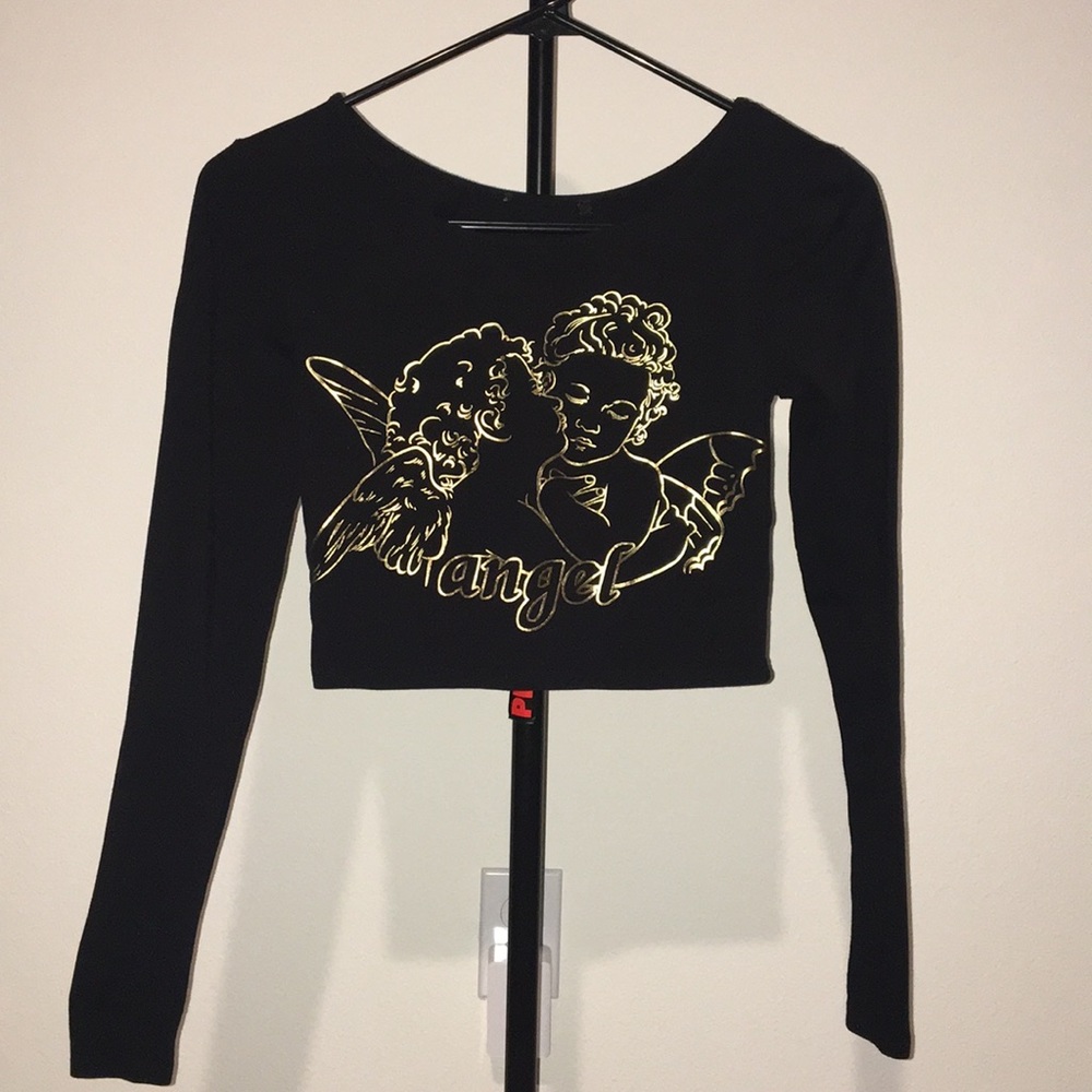Angel crop top, black, small